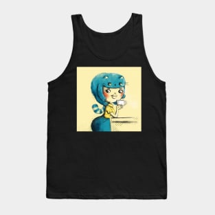 Blue hairCat Tank Top